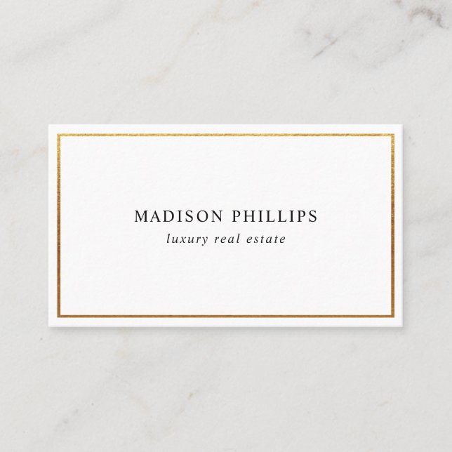 Modern Real Anwesen Agent Broker Luxus Gold Border Visitenkarte (Vorderseite)