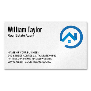 Modern Real Anwesen Blue Logo Damask Muster Magnetische Visitenkarte