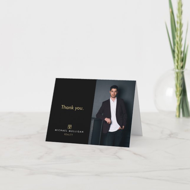 Modern Real Anwesen Danke Card - Monogram (Vorderseite)