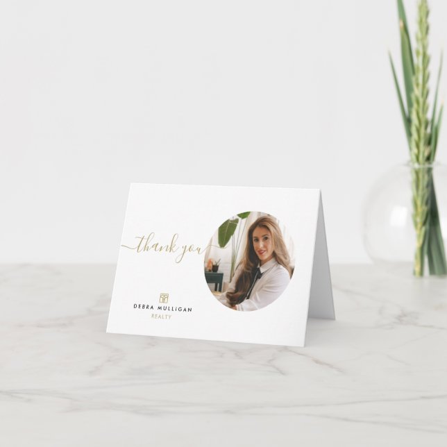 Modern Real Anwesen Danke Card - Monogram (Vorderseite)