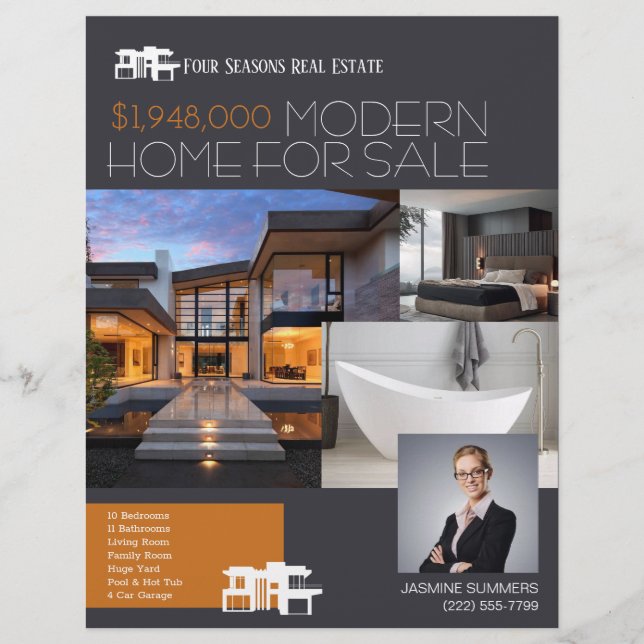 MODERN Real Anwesen Realty Flyer zum Verkauf (Vorne)