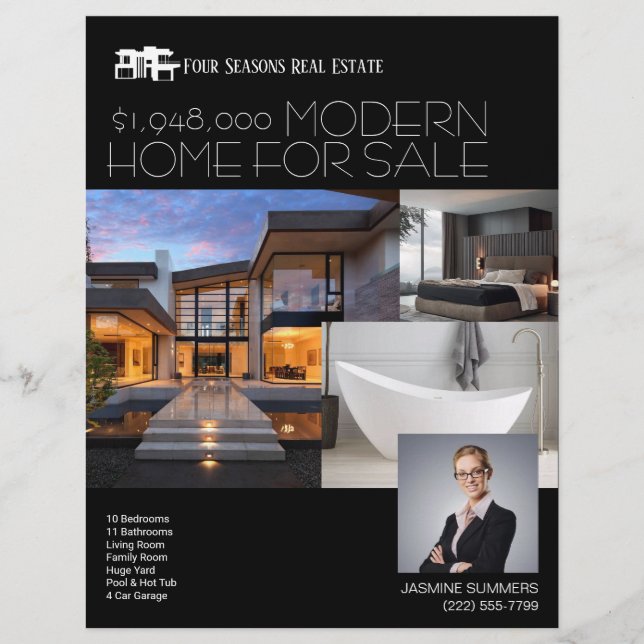 MODERN Real Anwesen Realty Flyer zum Verkauf (Vorne)