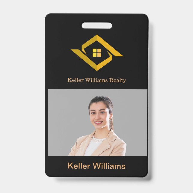 Modern Real Estate Black and gold custom logo  Ausweis (Front)