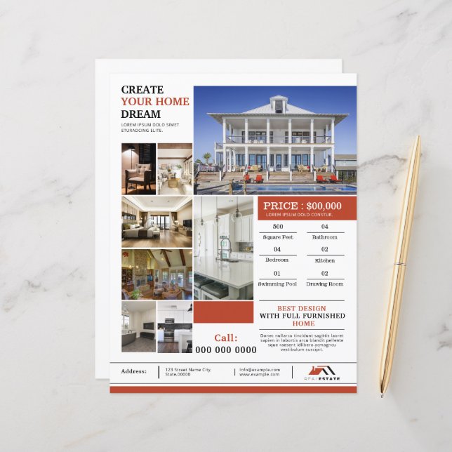 Modern Real Estate Flyer Template (Vorderseite/Rückseite Beispiel)