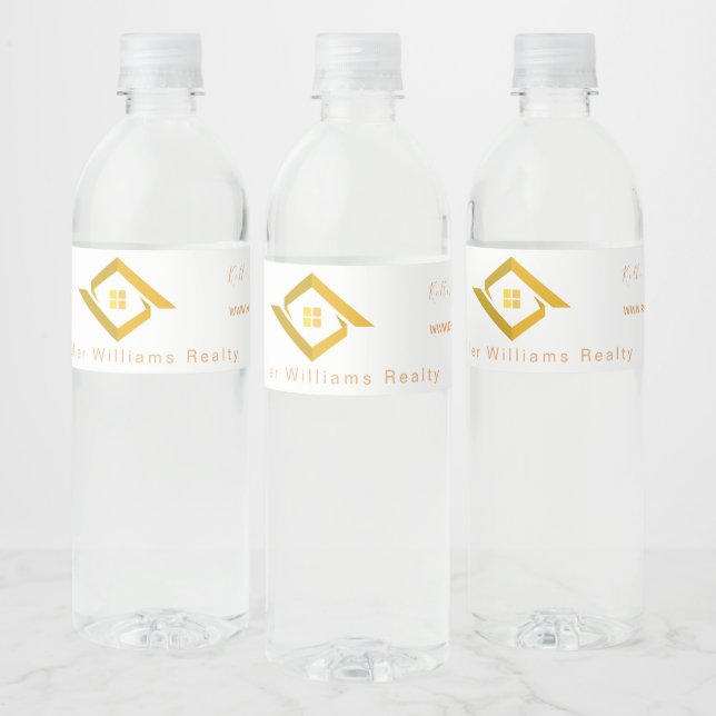 Modern Real Estate white and gold custom logo  (Flaschen)