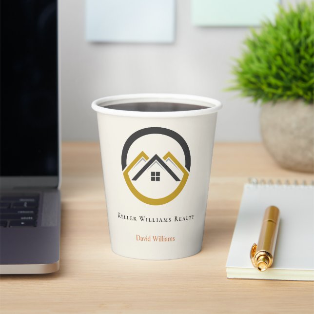 Modern Real Estate white and gold custom logo  Pappbecher (InSitu)