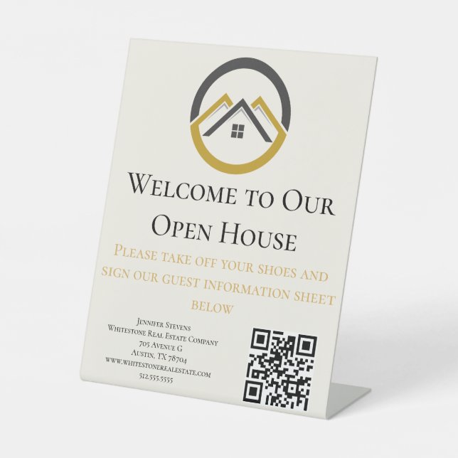 Modern Real Estate white and gold custom logo  Sockelschild (Vorderseite)