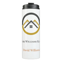 Modern Real Estate white and gold custom logo  Thermosbecher