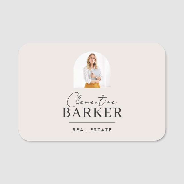 Modern Realtor Name Badge with Photo Arch Elegant (Devant)
