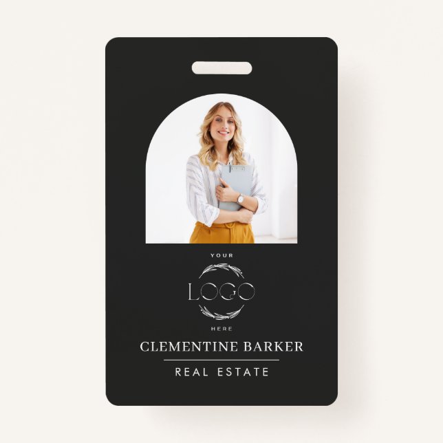 Modern Realtor Name Badge with Photo Arch Elegant Ausweis (Vorderseite)