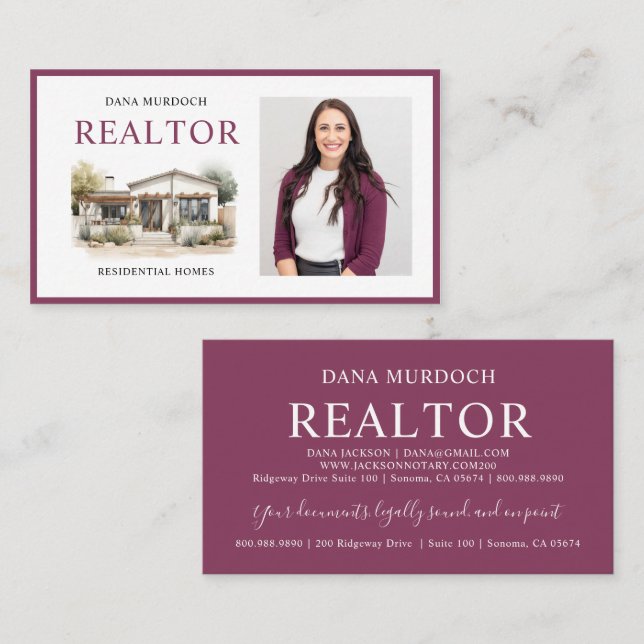 Modern Realtor Real Estate Agent Photo Visitenkarte (Vorne/Hinten)