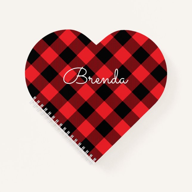 Modern Red and Black Buffalo Check Notizbuch (Vorderseite)