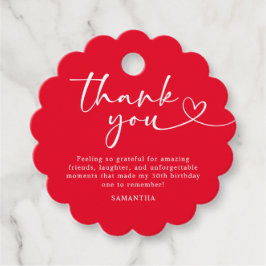 Modern Red and White 30th Birthday Thank You Geschenkanhänger