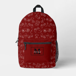 Modern Red and White Video Game Gamer Bedruckter Rucksack