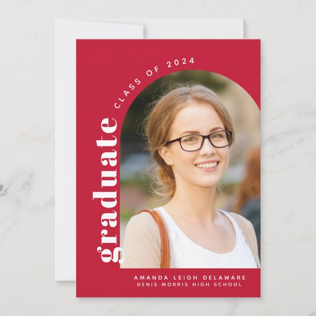 Modern Red Arch 2024 Foto Abschluss Ankündigung (Vorderseite)