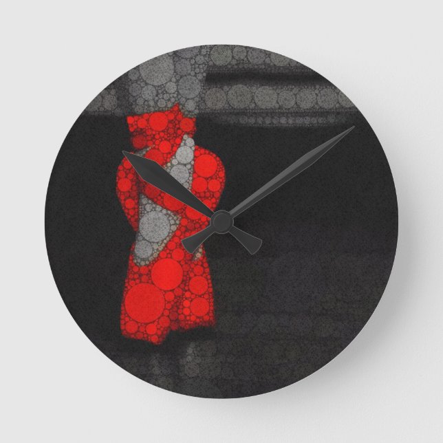 Modern Red Ballet Shoes Runde Wanduhr (Vorderseite)