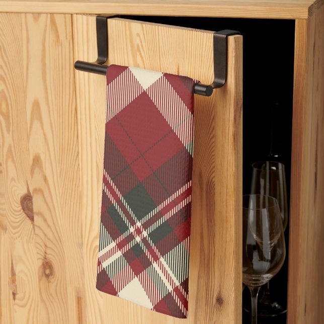 Modern Red Beige Christmas Pattern Geschirrtuch (Drittel gefaltet)