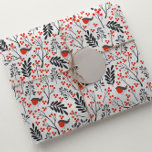 Modern Red Berry Christmas Bird Red Gray Geschenkpapier<br><div class="desc">Modern Red Berry Christmas Bird Red Gray Wrapping Paper</div>