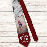 Modern Red Best Dad Ever Father's Day 2 Fotos Krawatte<br><div class="desc">Modern Red Best Dad Ever Father's Day 2 Neck Fotos. White Typography on dark red background with 2 Fotos - add your fotos. You can change any text on the tie. Perfekte Gift for a dad,  new dad or grandfather on Father's Day.</div>