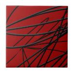 Modern Red Black Abstrakt Fliese<br><div class="desc">Stilvolle, moderne Keramik in Rot und Schwarz mit abstrakter Kunst und Bio linearen Design. Perfekt für zeitgenössische Wohngestaltung</div>
