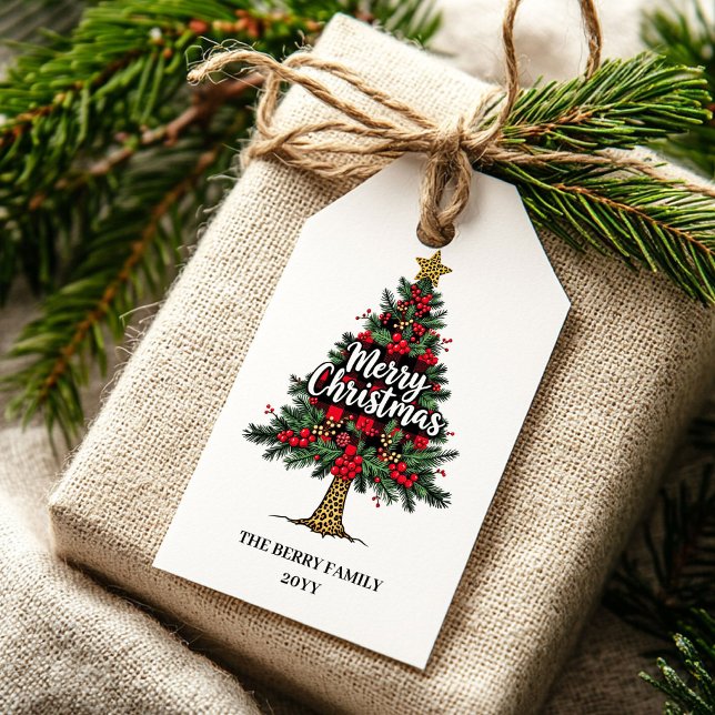 Modern Red Black Tartan Gift Tag Geschenkanhänger (Modern Red Black Tartan Gift Tag)