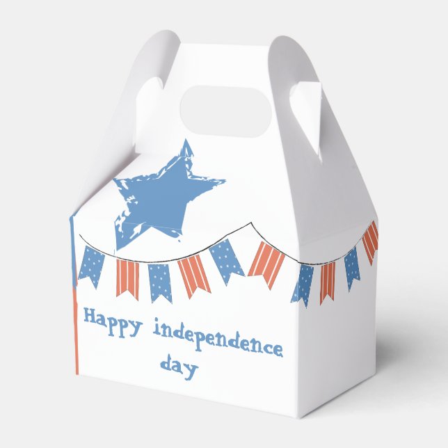 Modern Red Blue Happy Independence Day Patriotic Geschenkschachtel (Vorderseite)