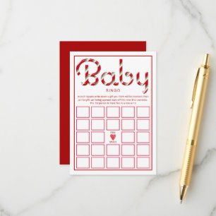 Modern Red Christmas Baby Shooting Bingo Game Card Begleitkarte