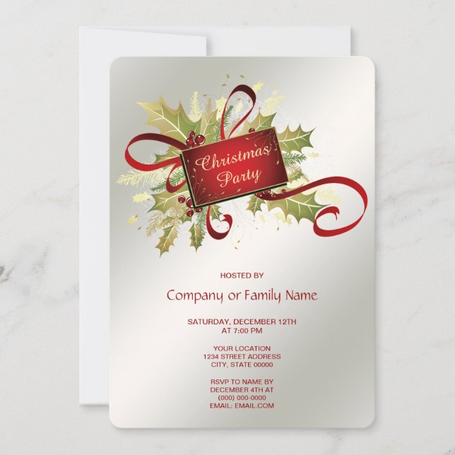 Modern Red Christmas Holiday Party Invitation Einladung (Vorderseite)
