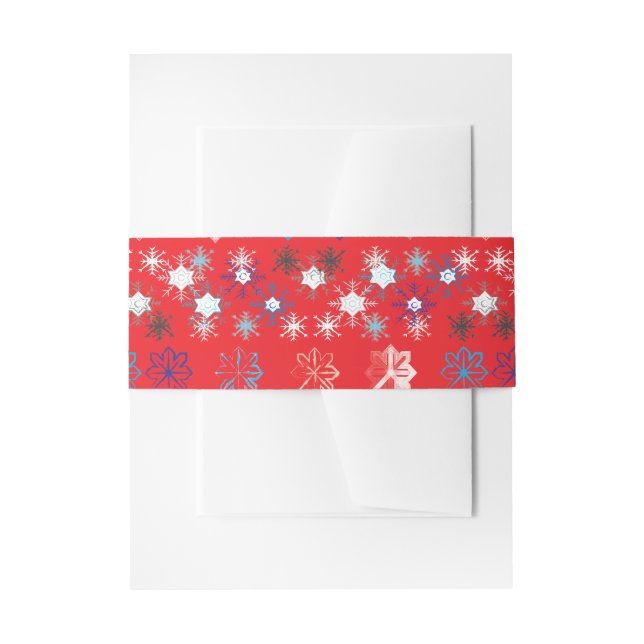 Modern Red Christmas Holiday Snowflake Muster Einladungsbanderole (Vorderseite Beispiel)
