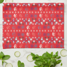Modern Red Christmas Holiday Snowflake Muster Handtuch