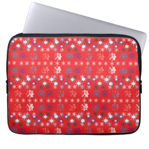 Modern Red Christmas Holiday Snowflake Muster Laptopschutzhülle