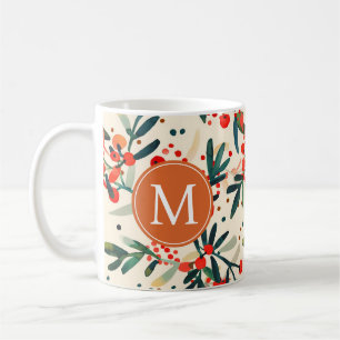 Modern Red Christmas Holys Monogram Kaffeetasse
