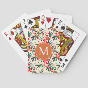 Modern Red Christmas Holys Monogram Spielkarten