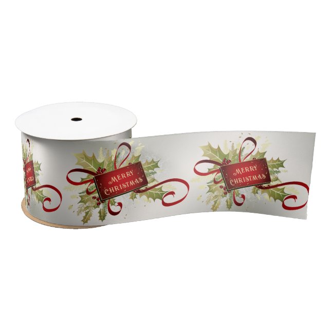 Modern Red Christmas Satin Ribbon Satinband (Spule)