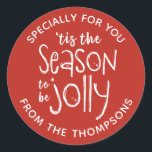 Modern Red Christmas Sticker<br><div class="desc">Ein lustiger und festlicher Weihnachtsaufkleber zum Dekorieren Ihrer Geschenke. Der Aufkleber hat die Wörter,  ist die Jahreszeit,  auf einem roten Hintergrund mit weißer Typografie zu sein. Spaß für Weihnachten Nachbar Geschenke zu verwenden. Personalisieren Sie den Text so,  dass er Ihnen gehört. Entworfen für Sie von BlackBerry Boulevard.</div>