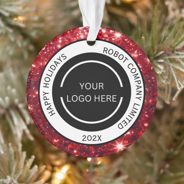 Modern Red Company Logo und Name Ornament (Baum)