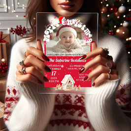 Modern Red Curved Graffiti Merry Christmas Photos Acryleinladungen