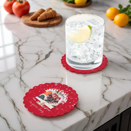 Modern Red Curved Graffiti Merry Christmas Photos Untersetzer