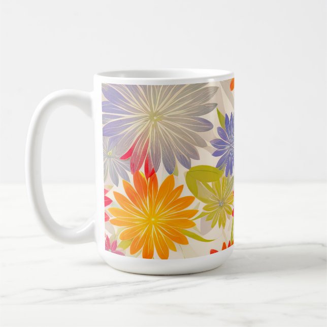 Modern Red Daisy BOHO Design Kaffeetasse (Links)