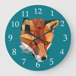 Modern Red Fox Große Wanduhr