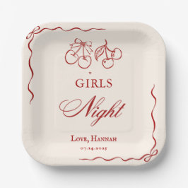 Modern Red Girls Night Dinner Party Pappteller