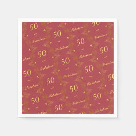 Modern Red Gold 50 Fantastischer Geburtstag Serviette