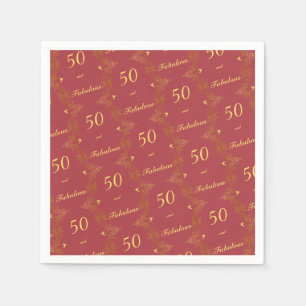 Modern Red Gold 50 Fantastischer Geburtstag Serviette