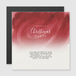 Modern Red & Gold Abstract Magnetic Christmas Invi Magneteinladung
