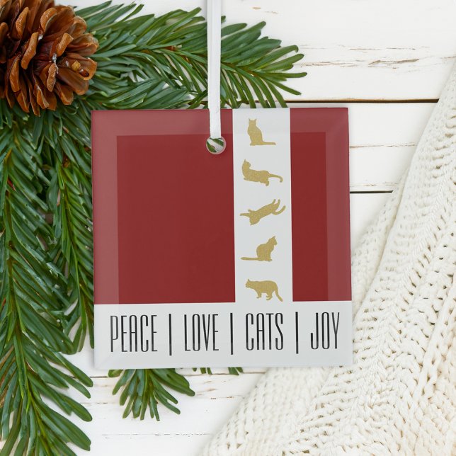 Modern Red Gold Cat Weihnachten Ornament Aus Glas (Von Creator hochgeladen)