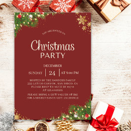 Modern Red & Gold Christmas Party Invite Einladung