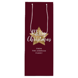 Modern Red Gold Star Weihnachten Geschenktüte Für Weinflaschen
