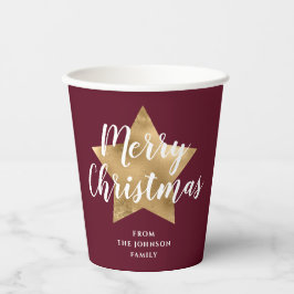 Modern Red Gold Star Weihnachten Pappbecher