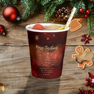 Modern Red Gold Weihnachtsbaum Pappbecher