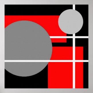 Modern Red Gray Schwarz-weiß - MS001 Leinwand Poster